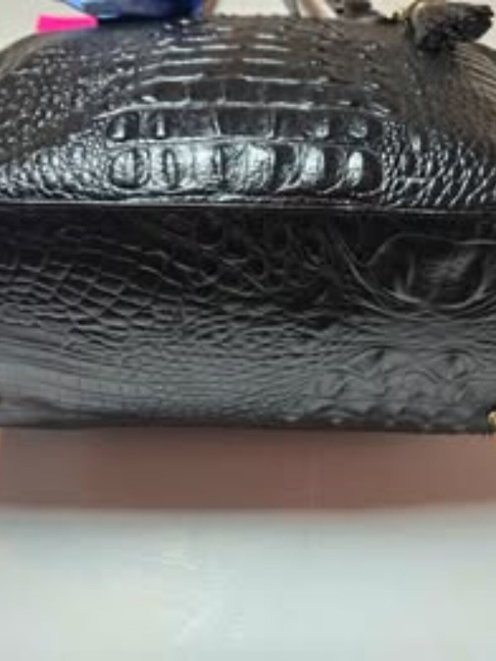 Brahmin Ezra Black Melbourne Croc Embossed Leather Tote Bag - Picture 5 of 8